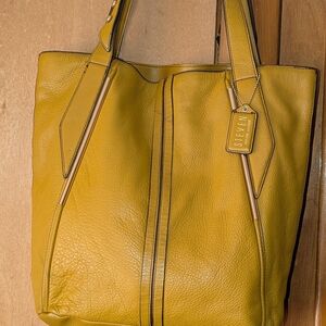 Seven7 Mustard Yellow Leather Tote Bag